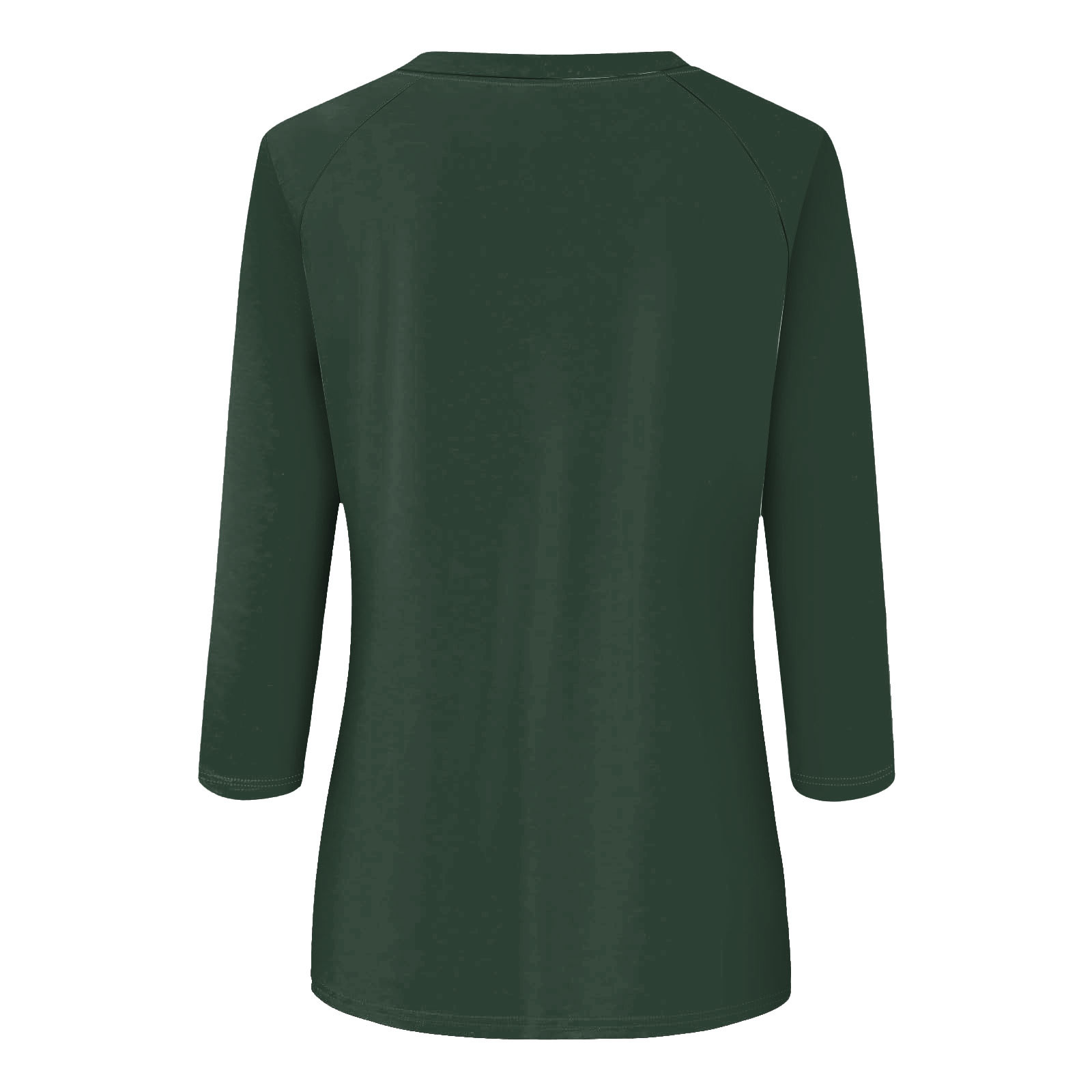 thumbnail image 5 of Camisa raglán informal de manga 3/4 para mujer, cuello redondo, poliéster, color liso, estilo informal y moderno, tallas S-XXL, 5 of 5